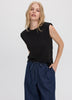 Sleeveless Crew-Neck Top with Shoulder Pads