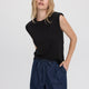 Sleeveless Crew-Neck Top with Shoulder Pads