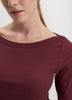 Long-Sleeve Boat-Neck Ribbed Top