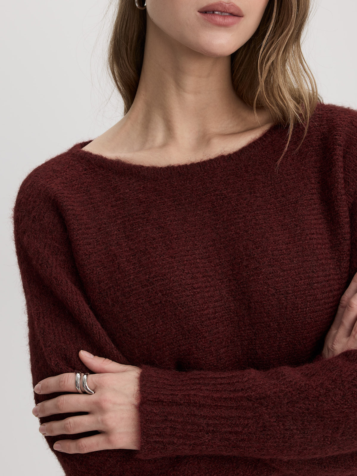 Pull boxy à manches longues et col bateau