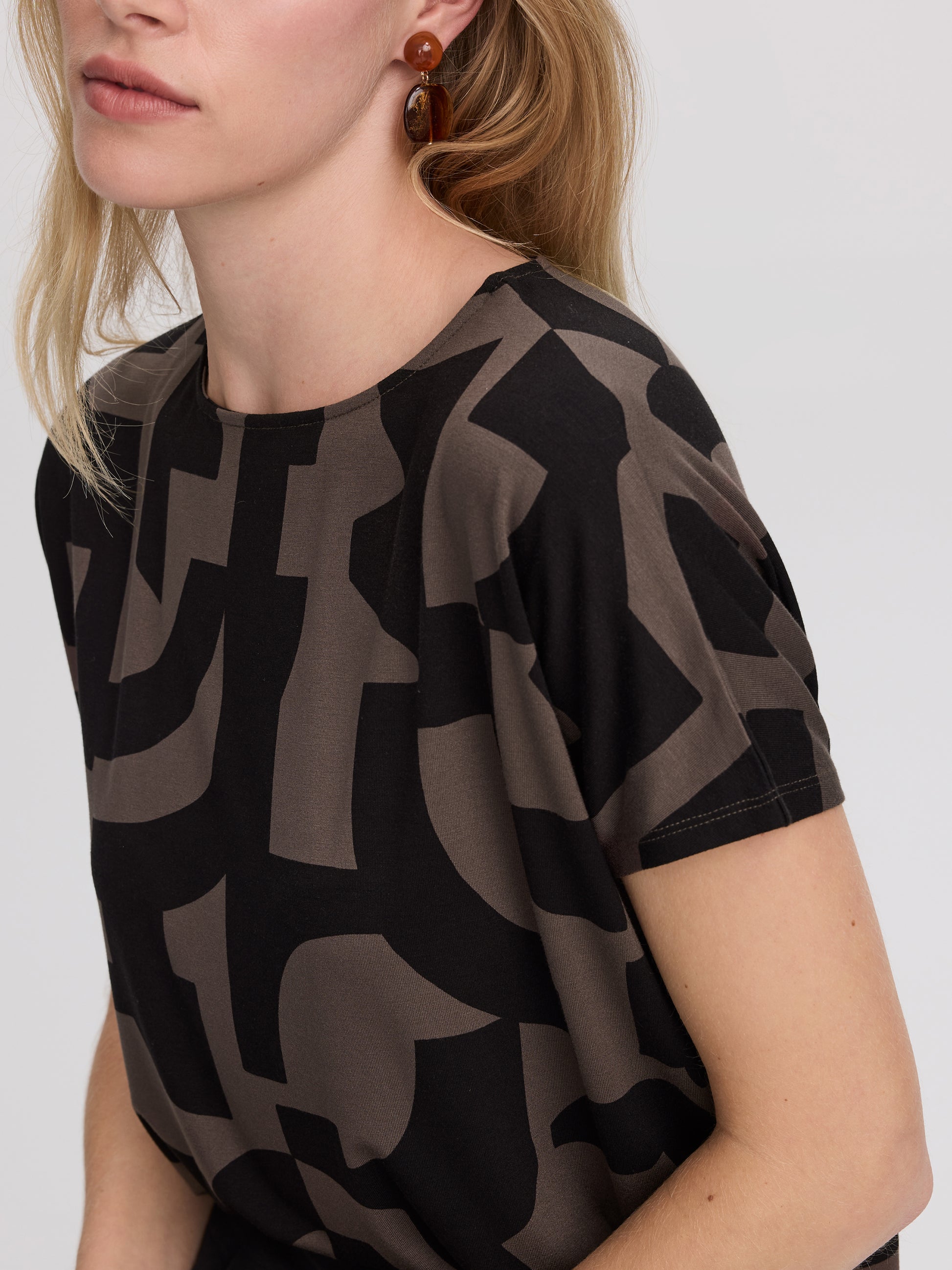 Short-Dolman-Sleeve Boat-Neck T-Shirt