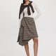Plaid Midi Skirt with Asymmetrical Hem