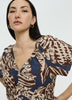 Short-Sleeve Midi Dress with V Neckline