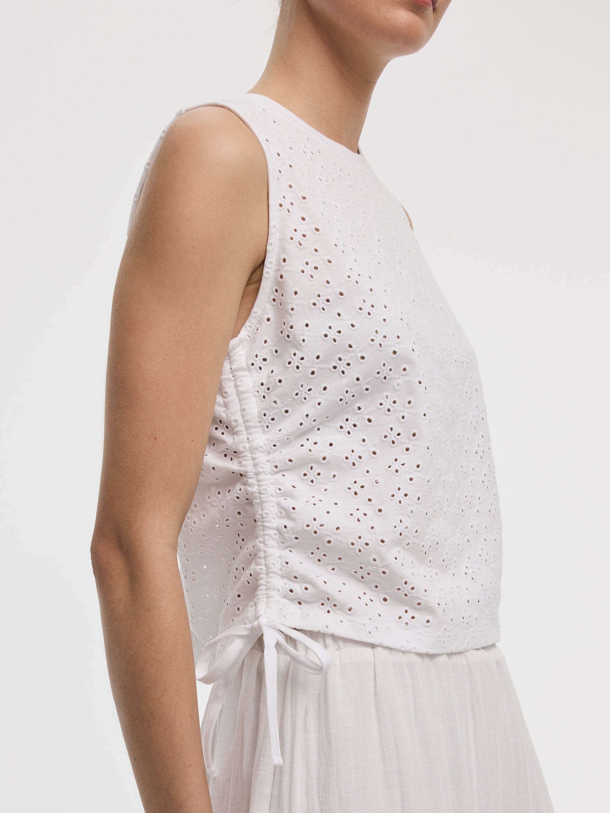 Short-Sleeve Crew-Neck Tee with Shirred Sides