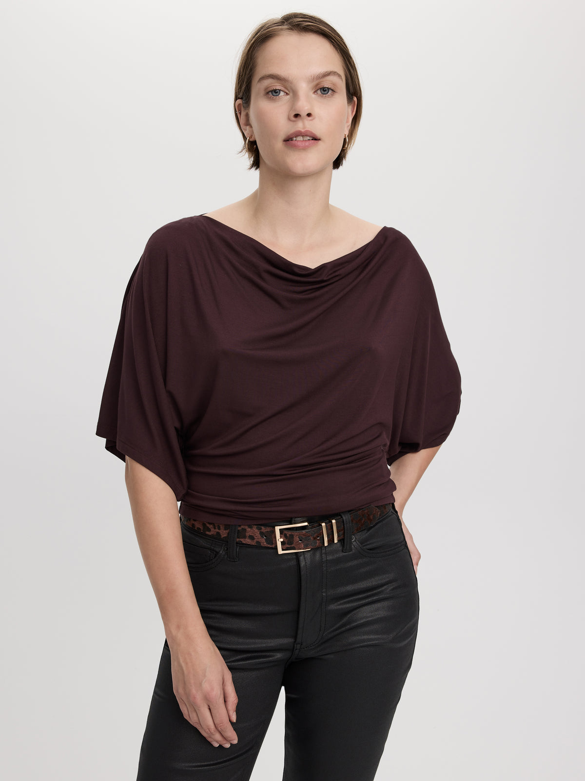 Short-Sleeve Boat-Neck Top