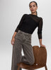 Long-Sleeve Crew-Neck Sweater with Sheer Yoke