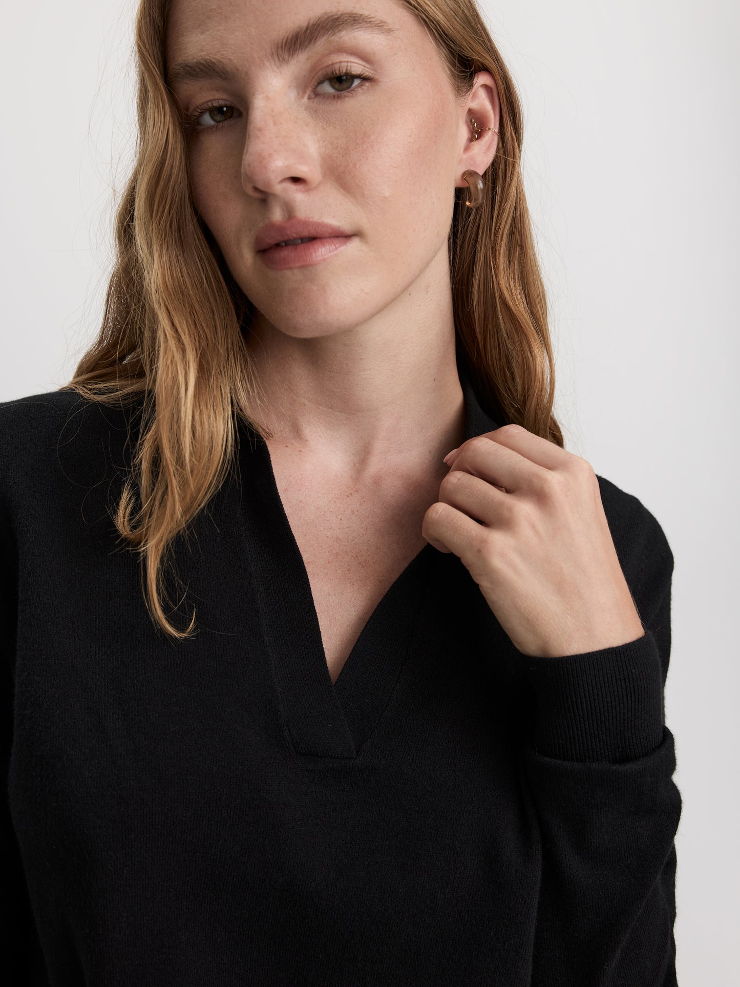 Long-Sleeve Sweater with Johnny Collar - R Essentials