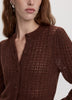 Long-Sleeve Crew-Neck Cardigan with Open Stitches