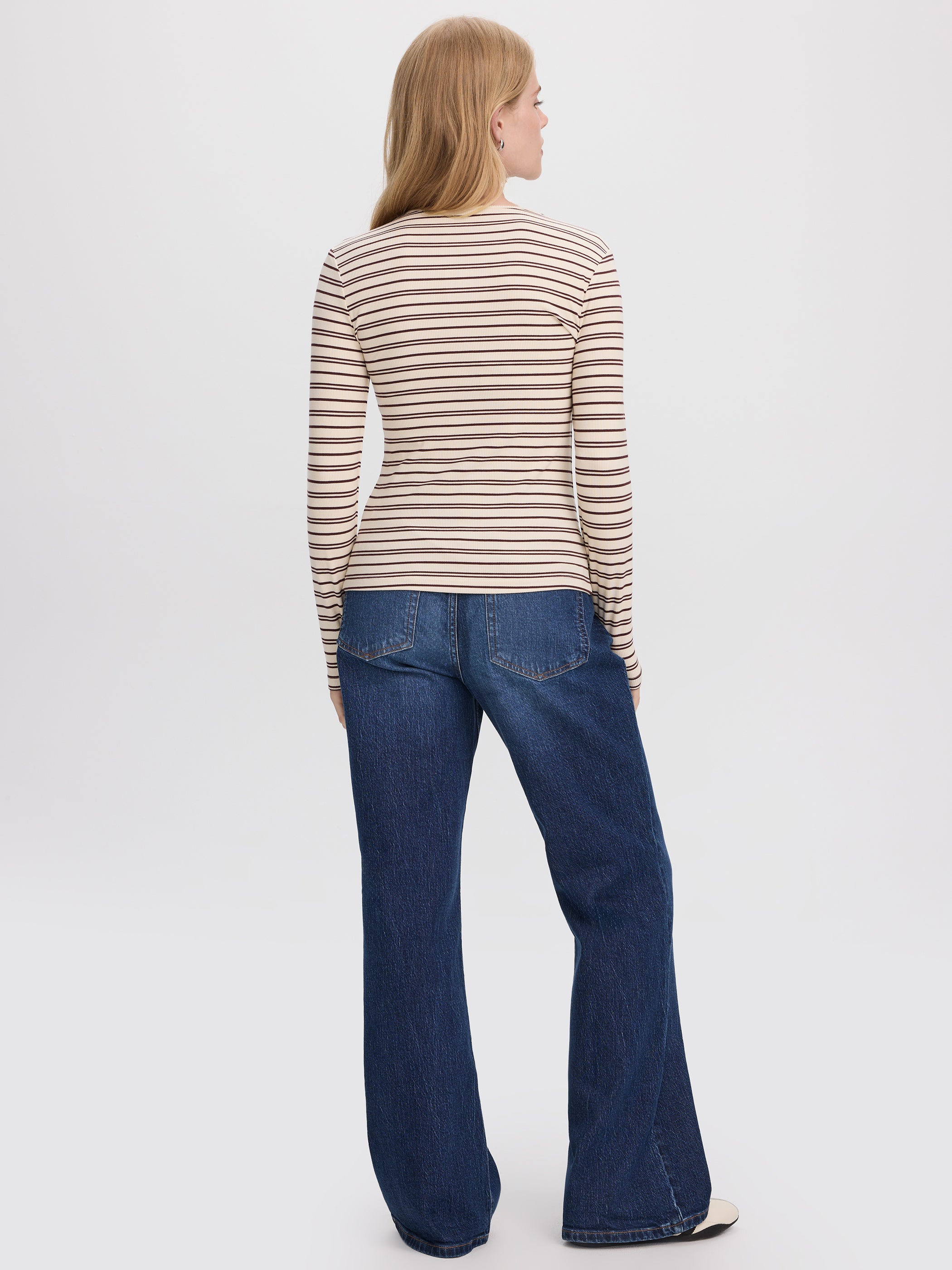 Striped Long-Sleeve Crew-Neck Ribbed T-Shirt - R Essentials
