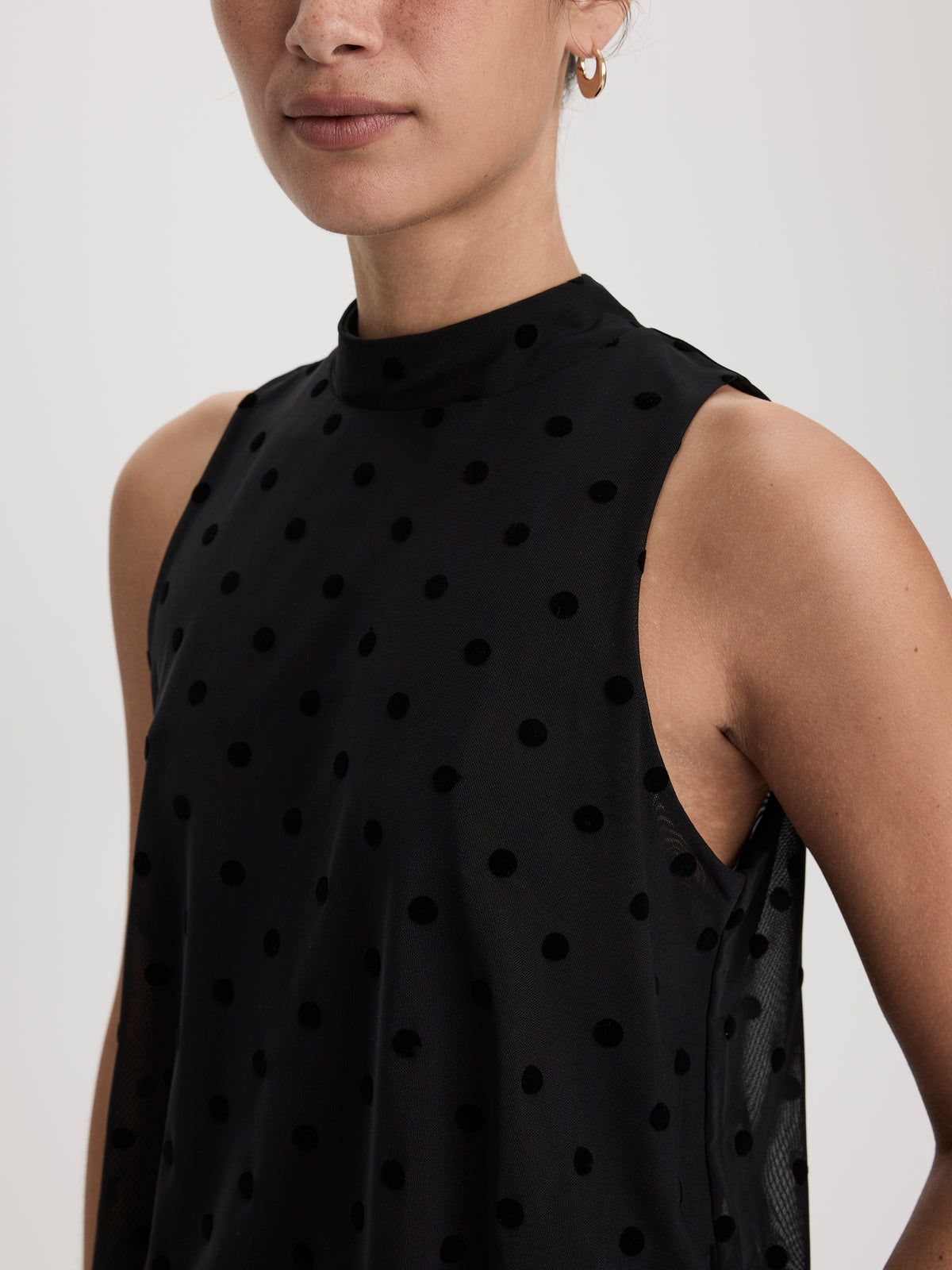 Mock-Neck Tank with Bubble Hem