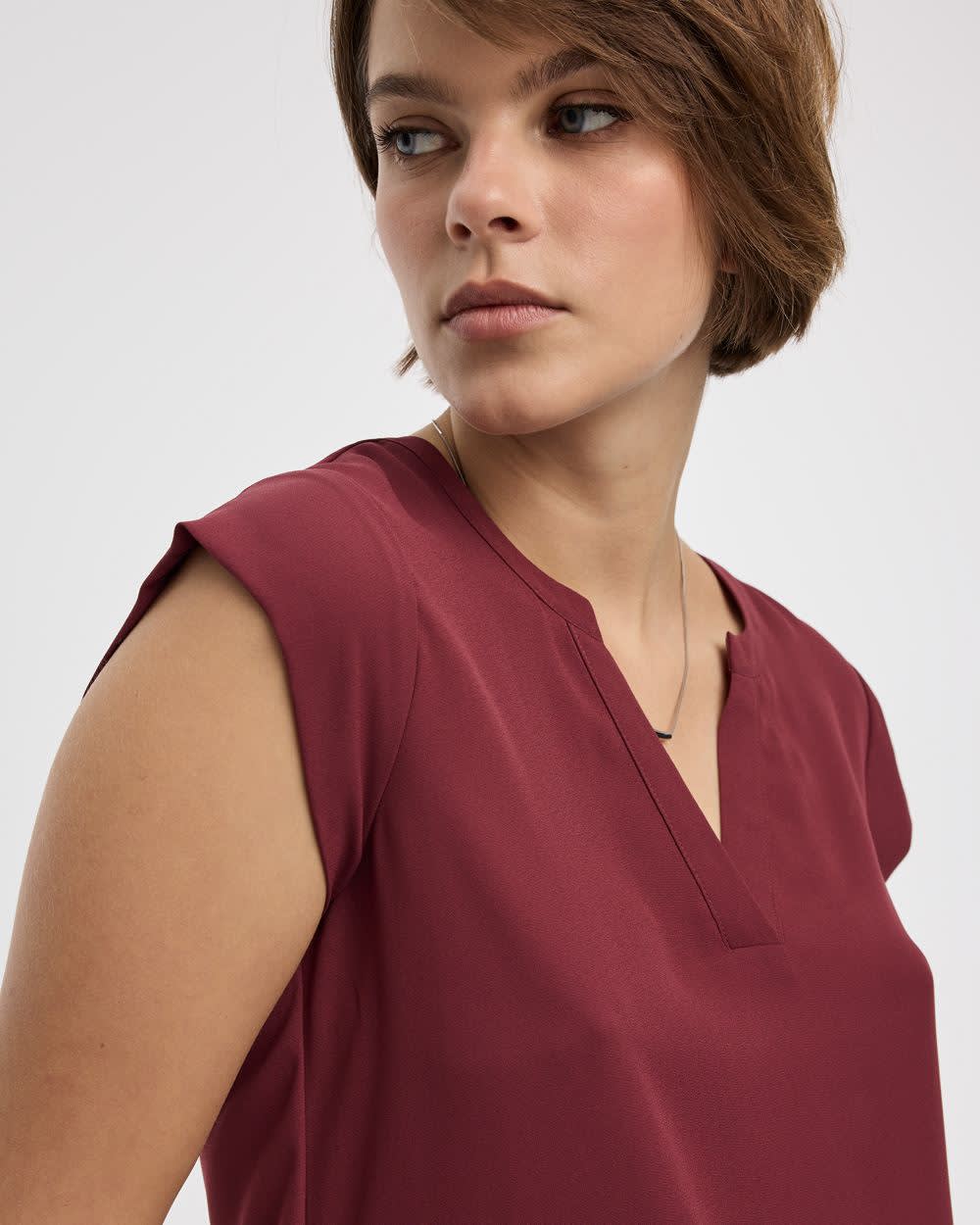 Blouse à manches très courtes et col fendu - R Essentials