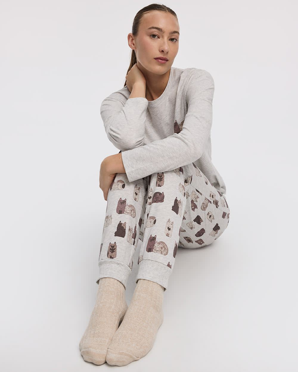 Long-Sleeve Top and Jogger Cotton Pyjama Set