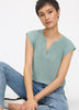 Cap Sleeve Split Neck Blouse - R Essentials