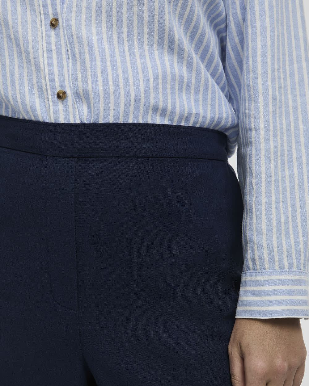 Cropped Wide-Leg Linen-Blend Pant - Petite