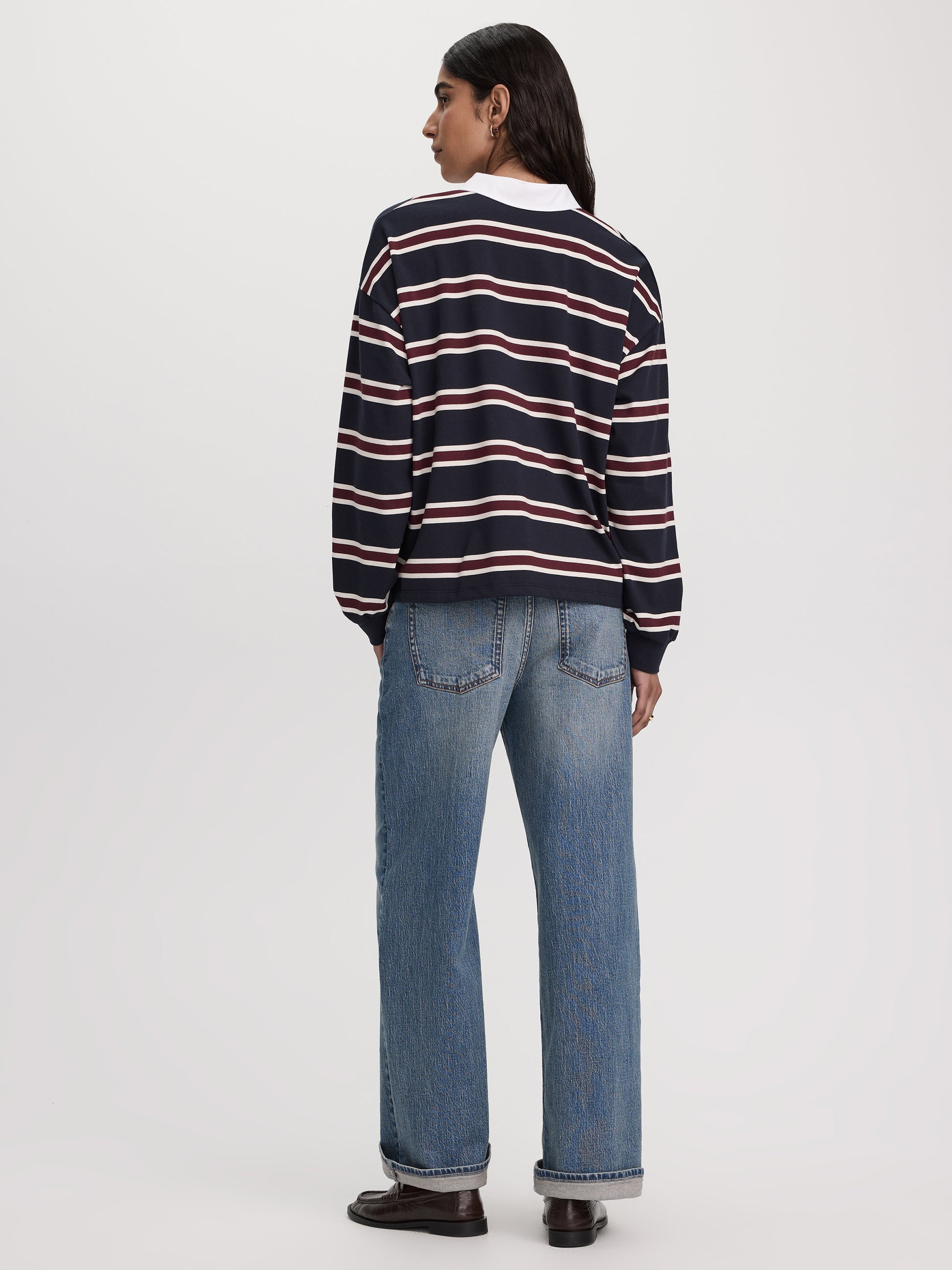 Striped Long-Sleeve Rugby-Style Top