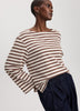 Striped Long-Sleeve Boat-Neck Top