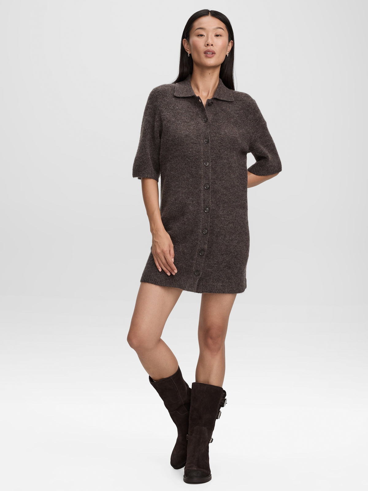 Short-Sleeve Polo Mini Dress