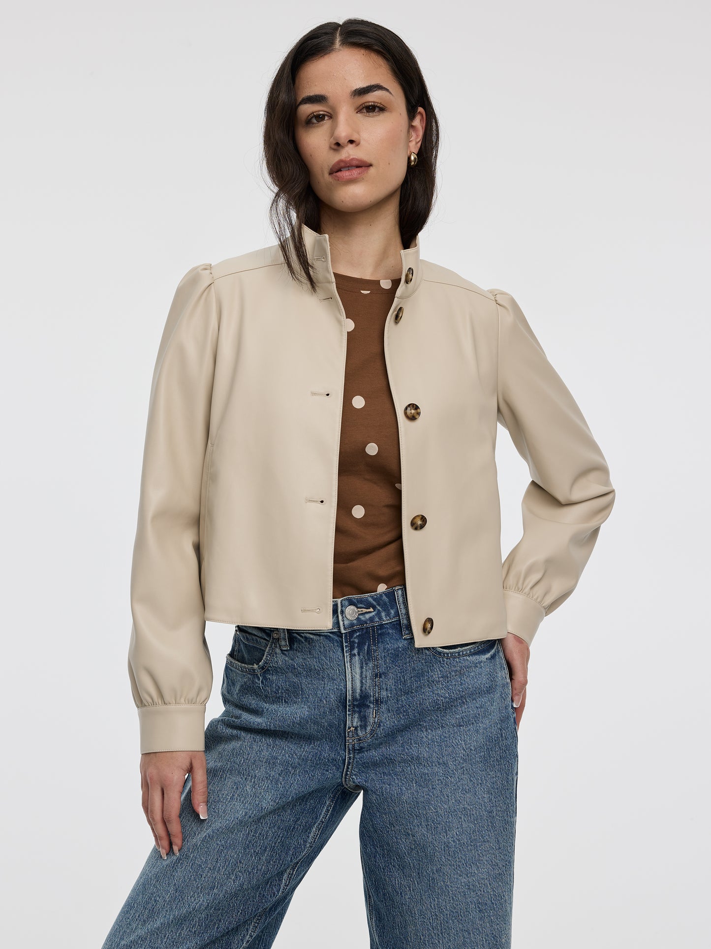 Cropped Faux Leather Jacket