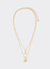 Double-Chain Short Necklace with Organic Pendant