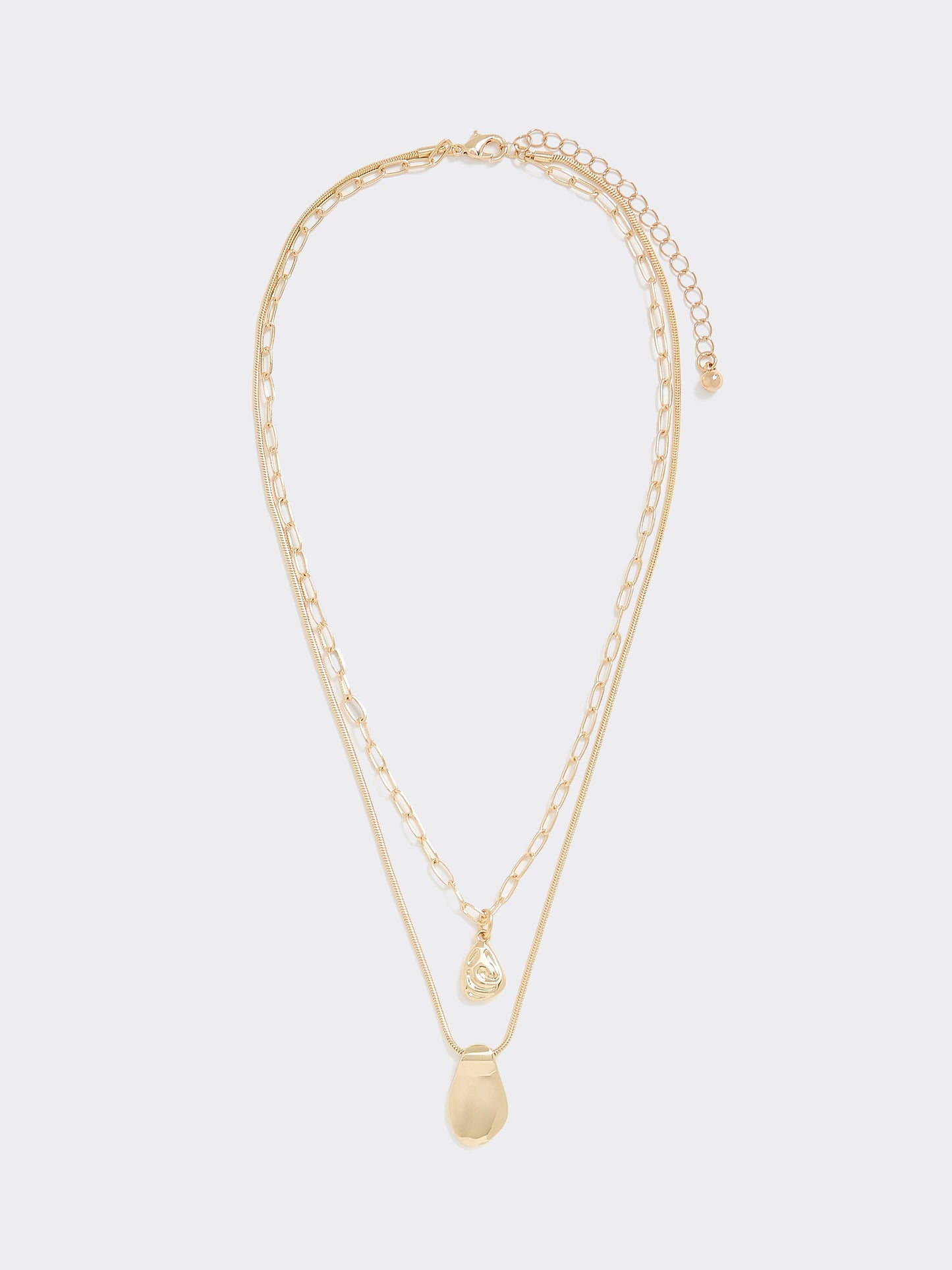 Double-Chain Short Necklace with Organic Pendant