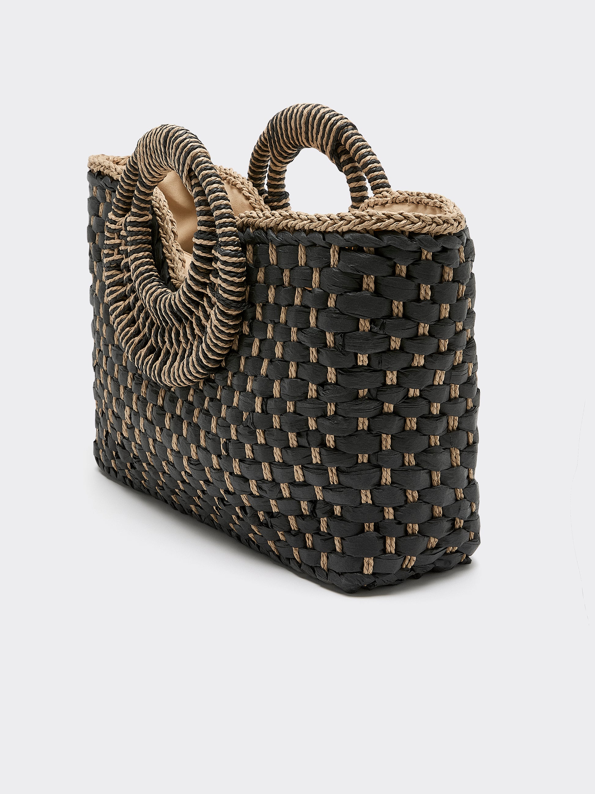 Two-Tone Straw Bag