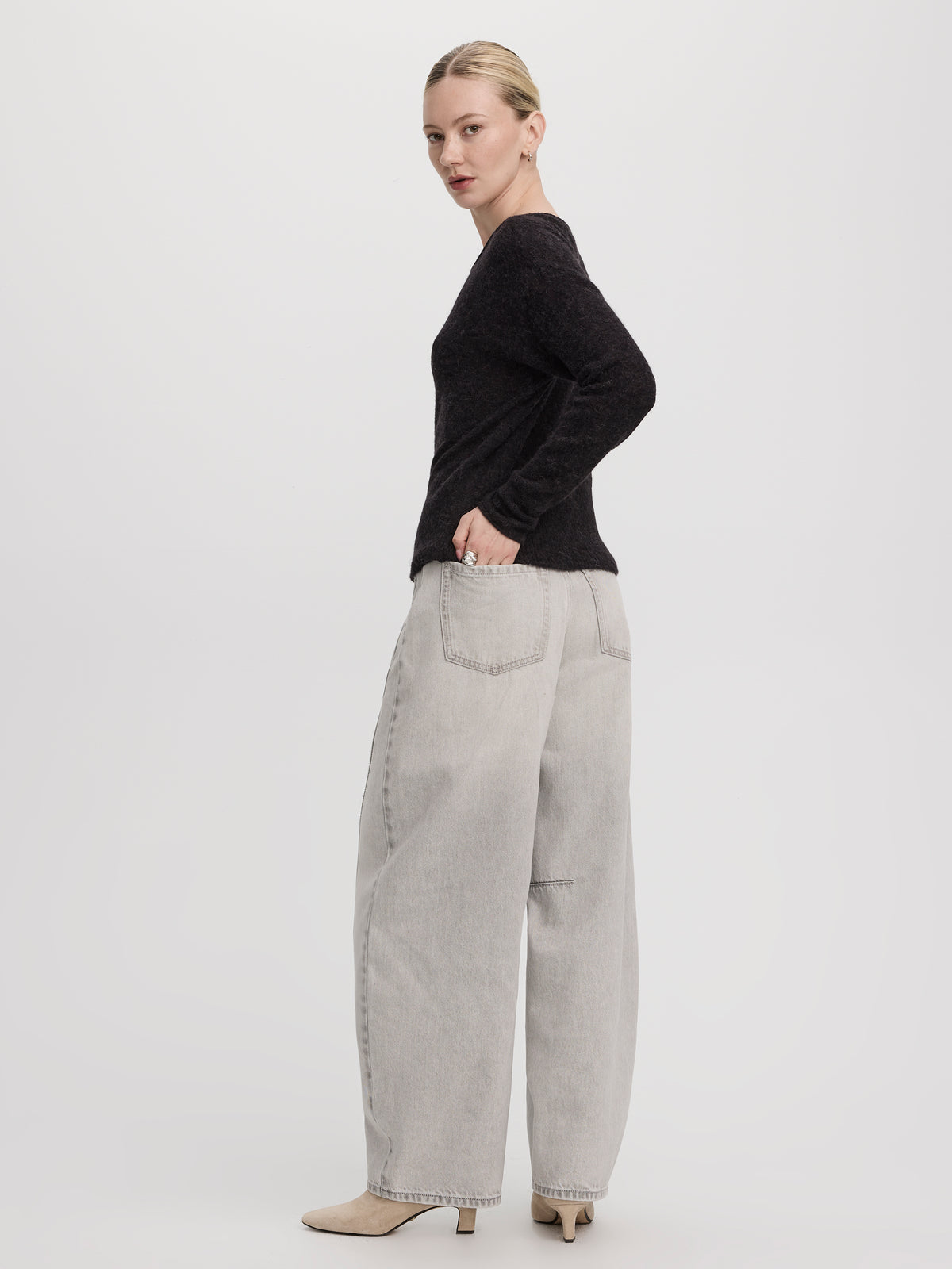 Long-Sleeve Boat-Neck Wool-Blend Sweater