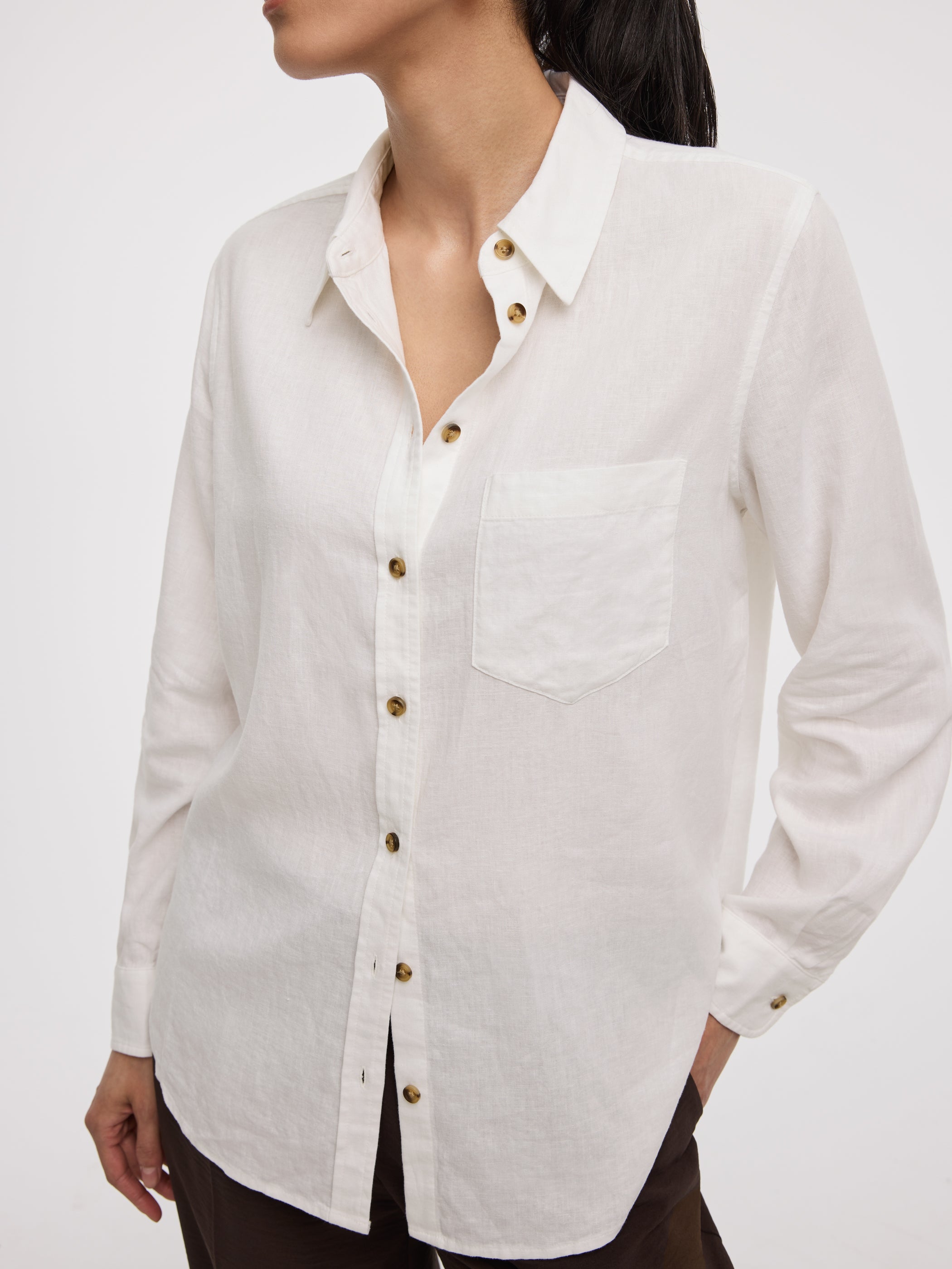 Long-Sleeve Linen-Blend Shirt
