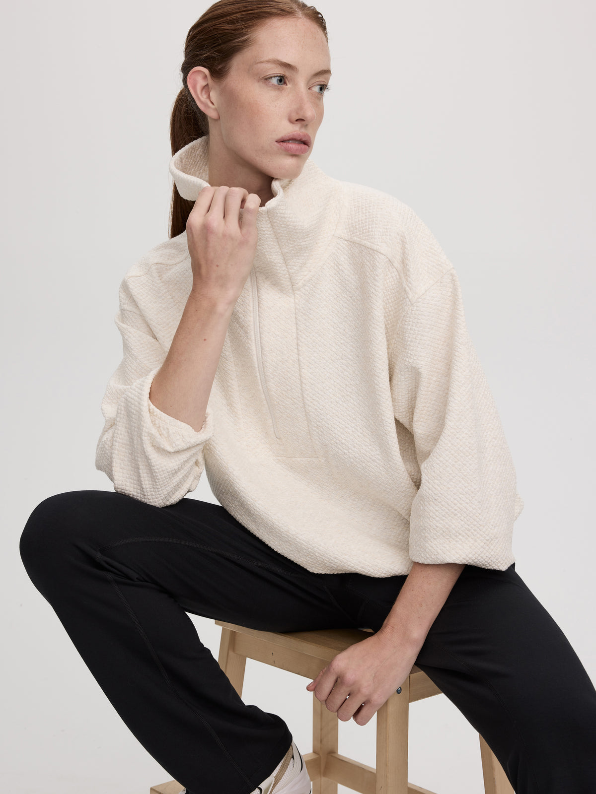Half-Zip Textured Pullover - Hyba