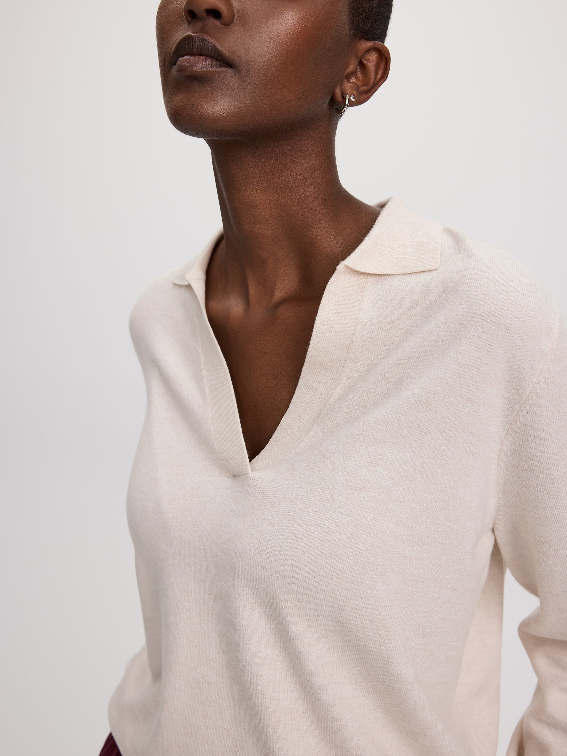 Long-Sleeve Sweater with Johnny Collar - R Essentials