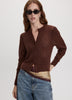 Long-Sleeve Crew-Neck Cardigan with Open Stitches