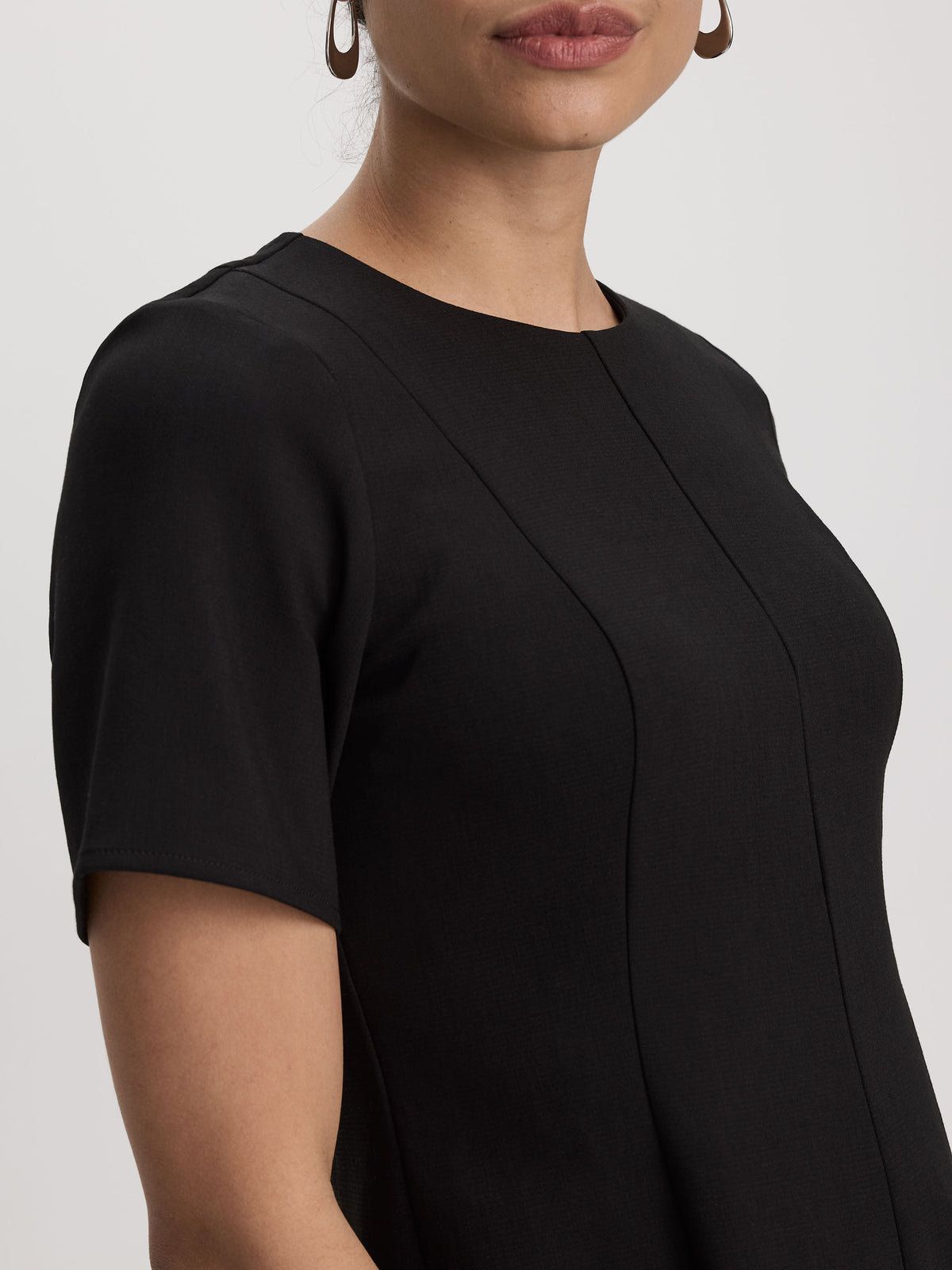 Short-Sleeve Crew-Neck Fit-and-Flare Dress