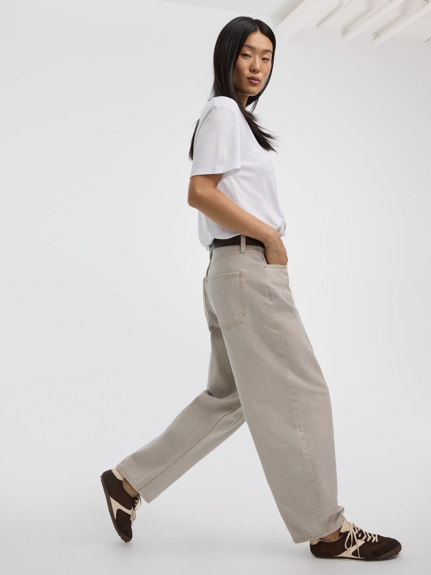 Jeans taille haute à jambe ballon 