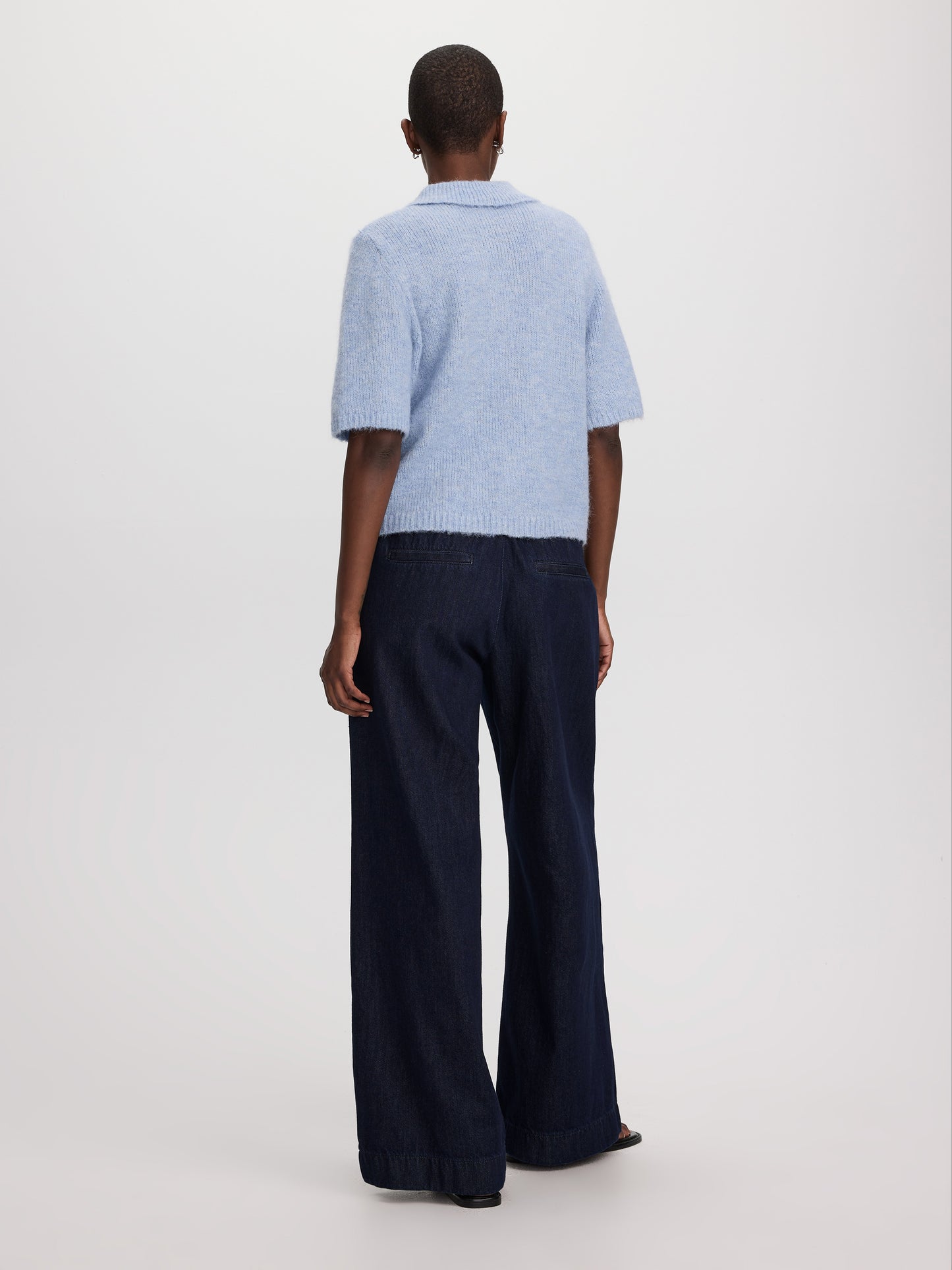 Short-Sleeve Polo Sweater
