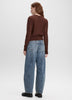 Long-Sleeve Crew-Neck Cardigan with Open Stitches
