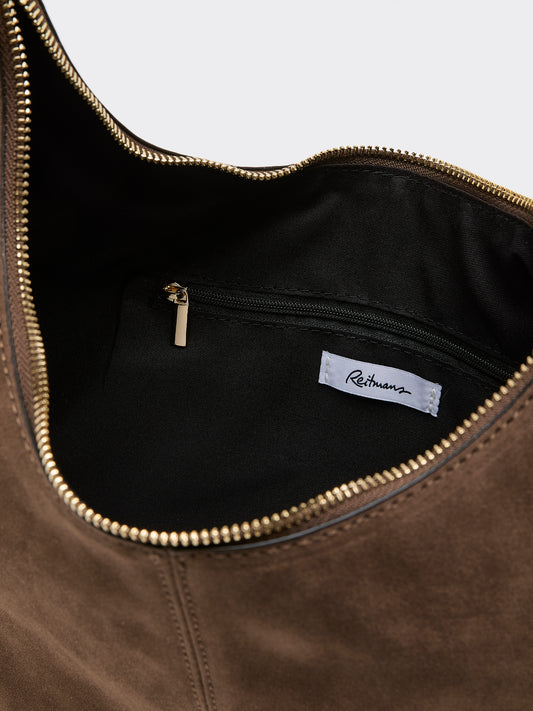 Faux Suede Hobo Shoulder Bag