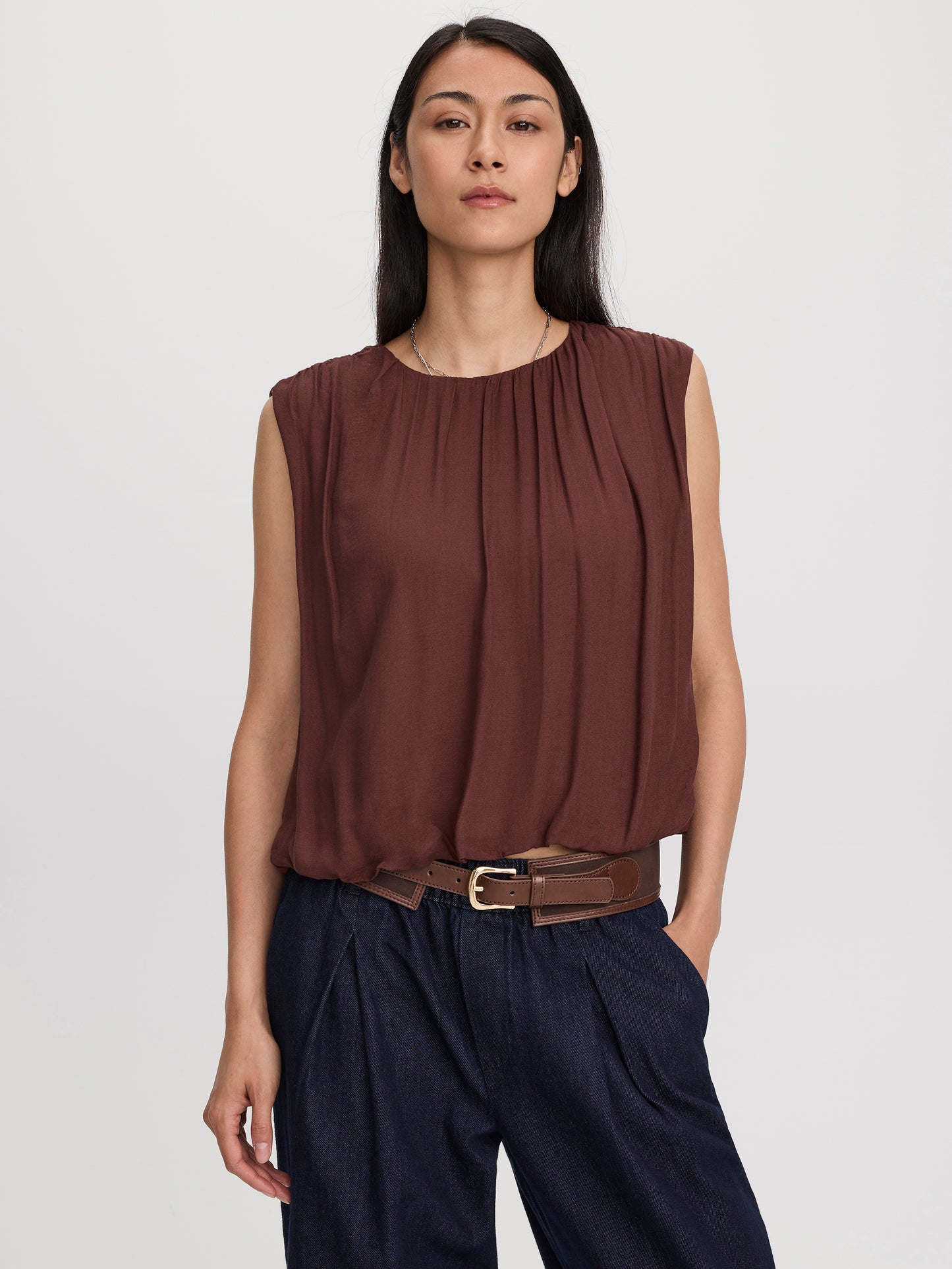 Crew-Neck Tank with Bubble Hem