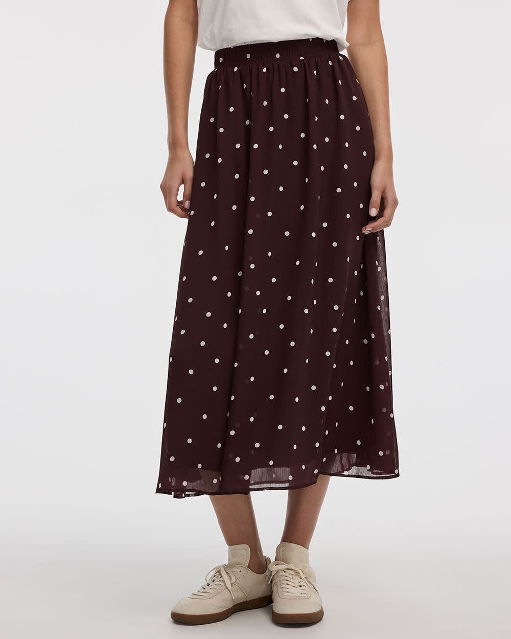Pleated-Chiffon Midi Skirt