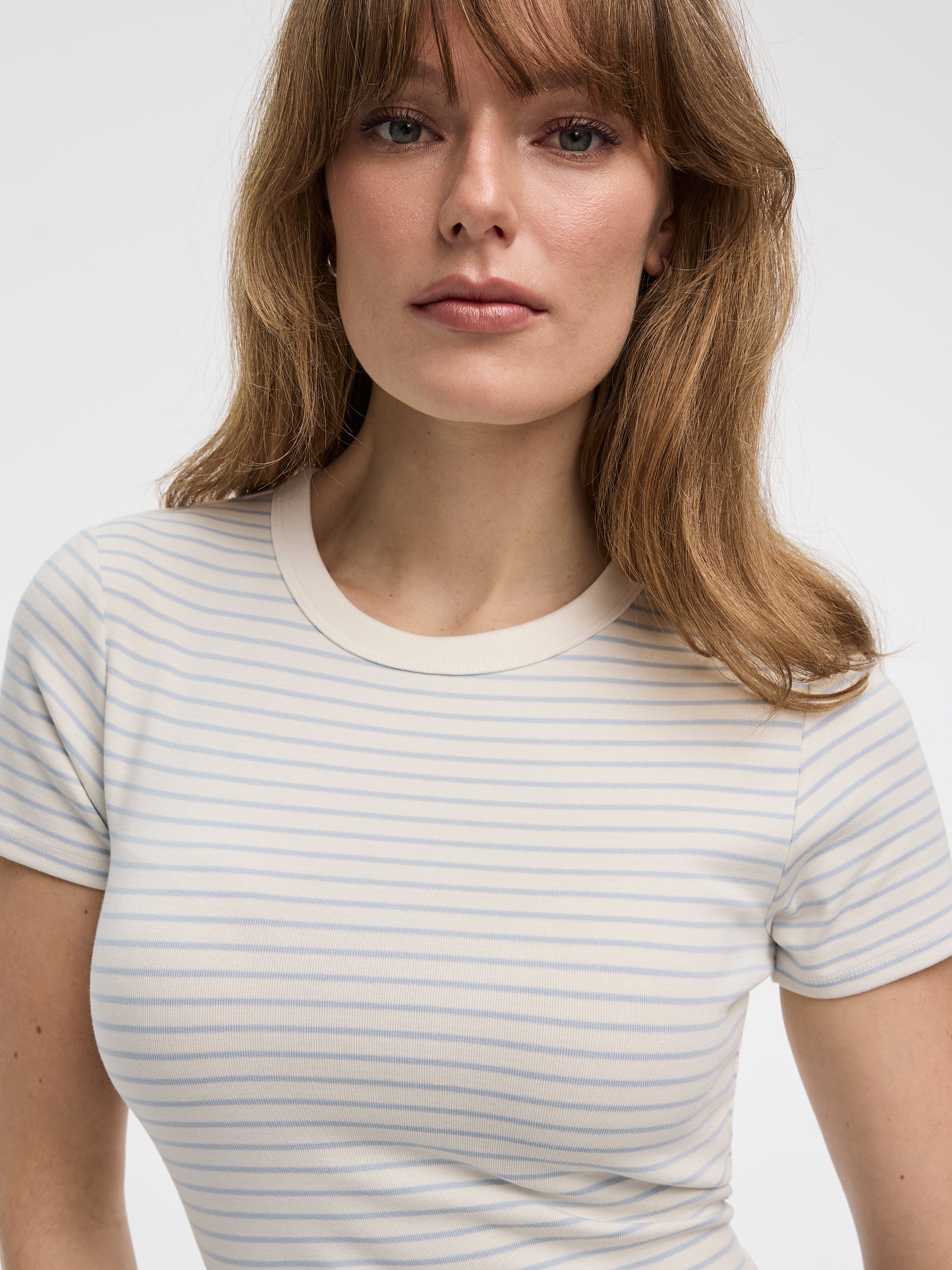 Striped Ribbed Crew-Neck T-Shirt