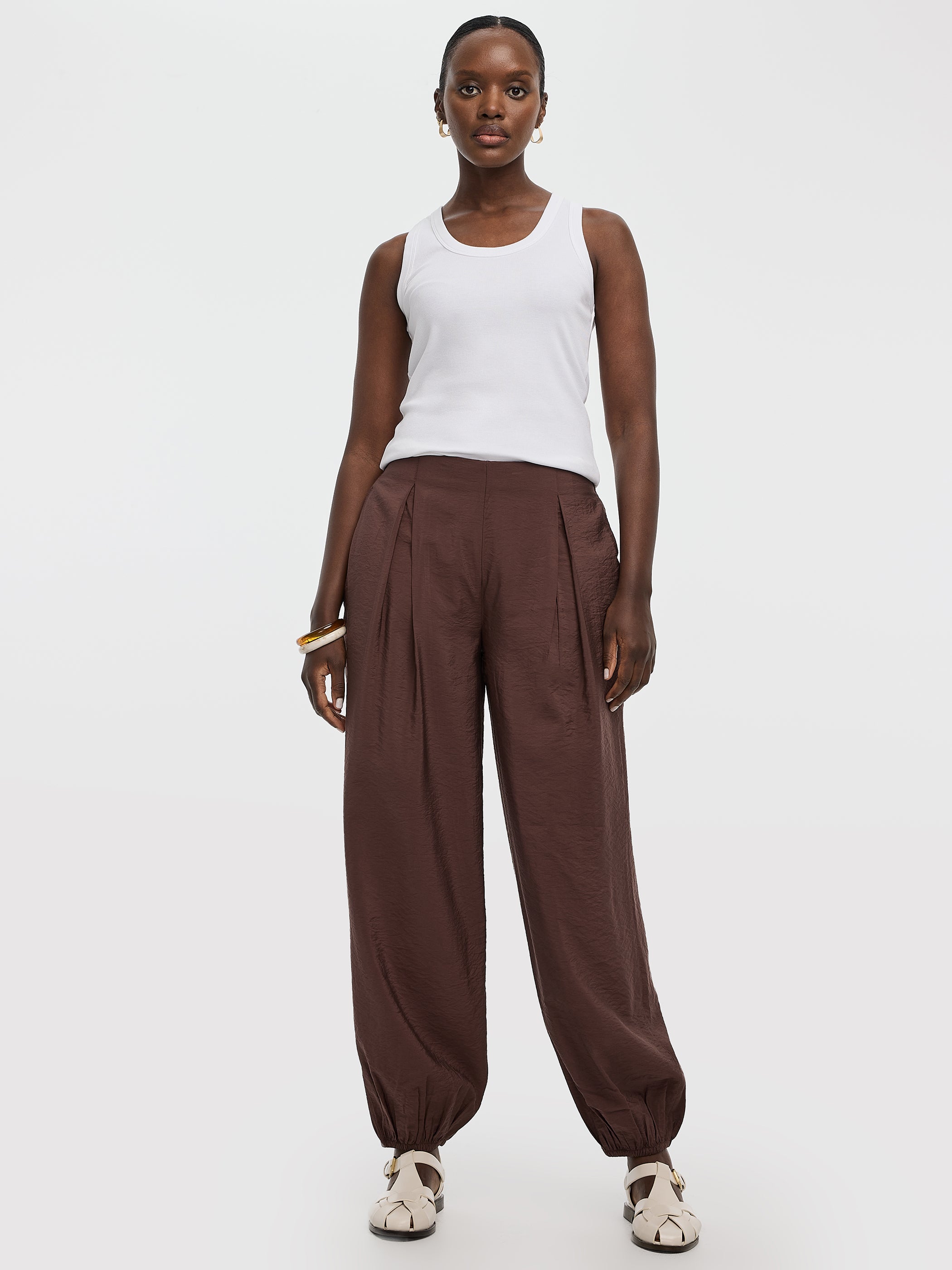 Balloon-Leg High-Rise Pull-On Pant