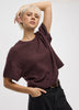 Cashmere-Blend Short-Sleeve Crew-Neck Loose Sweater