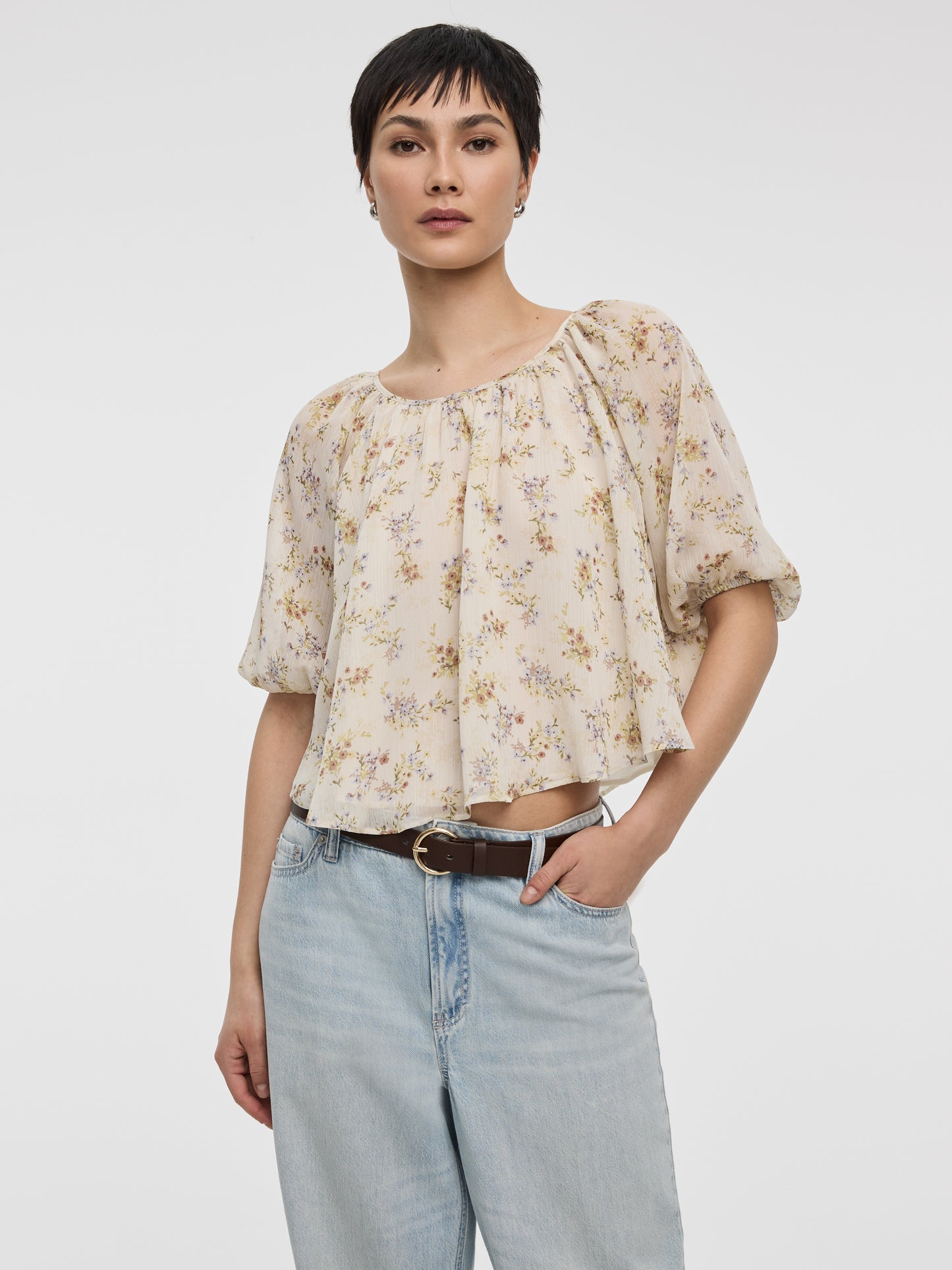 Blouse ample à manches raglan et col dégagé