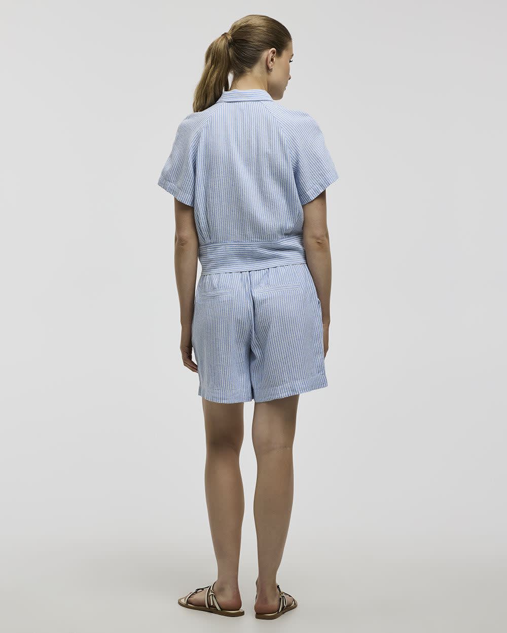 Short-Sleeve Shirt with Self-Tie Hem