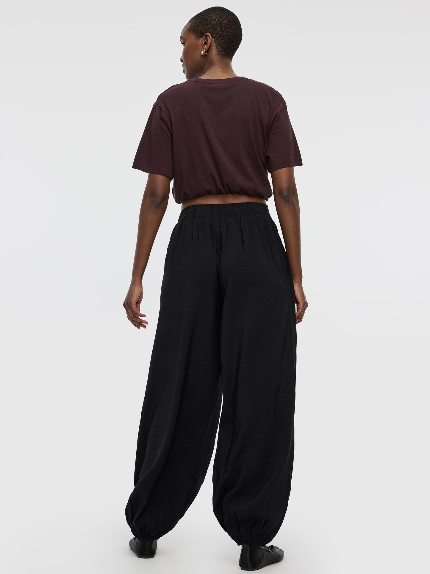 Balloon-Leg High-Rise Pull-On Pant
