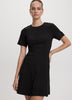 Short-Sleeve Crew-Neck Fit-and-Flare Dress
