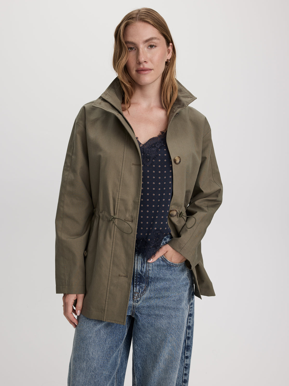 Trench Coat with Cinched Waist