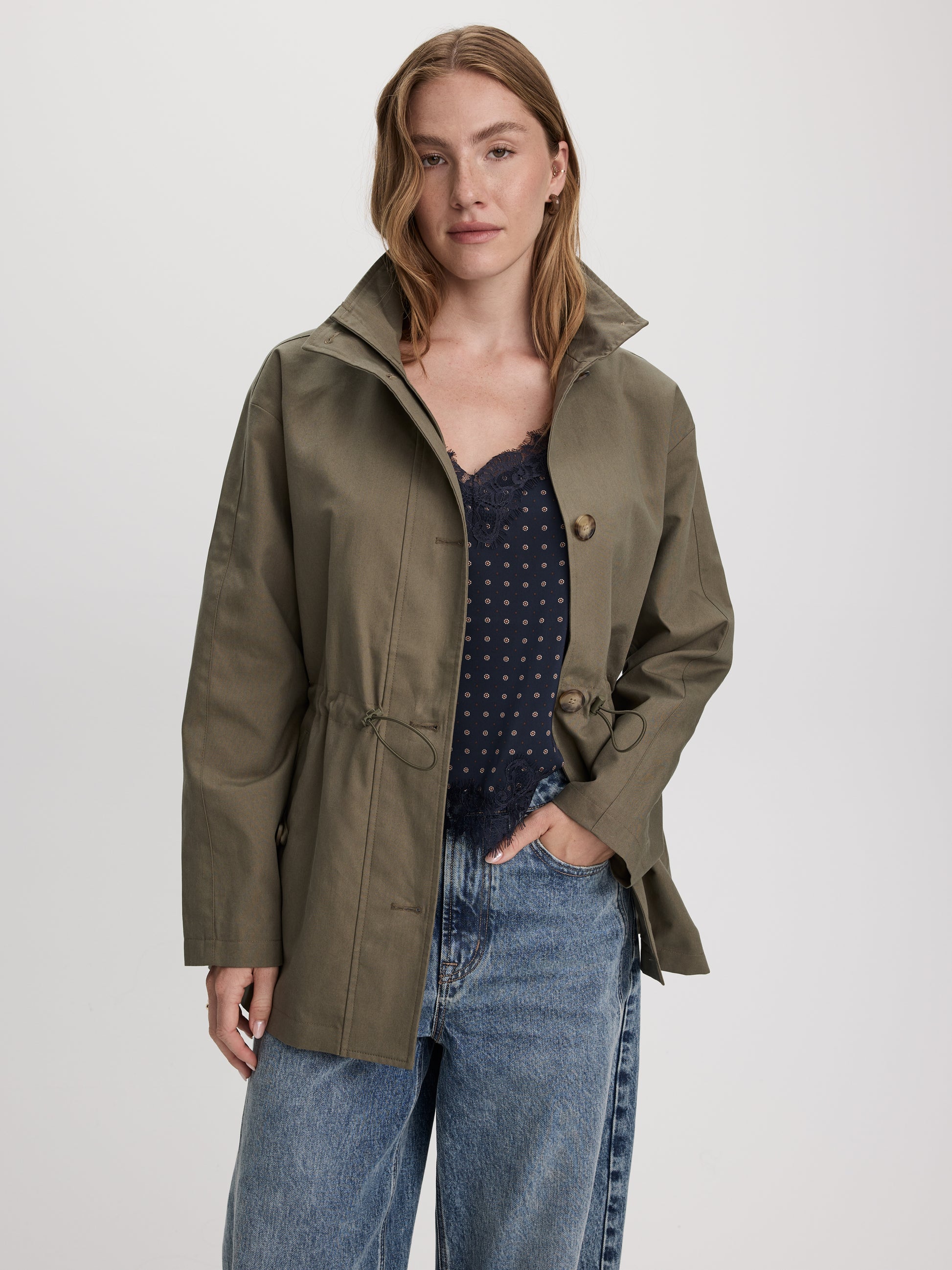 Trench Coat with Cinched Waist