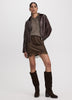 Satin Mini-Skirt with Lace Trim