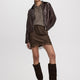 Satin Mini-Skirt with Lace Trim
