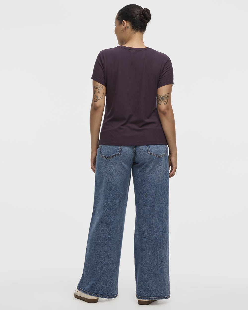 T-shirt côtelé et ajusté à col rond - R Essentials