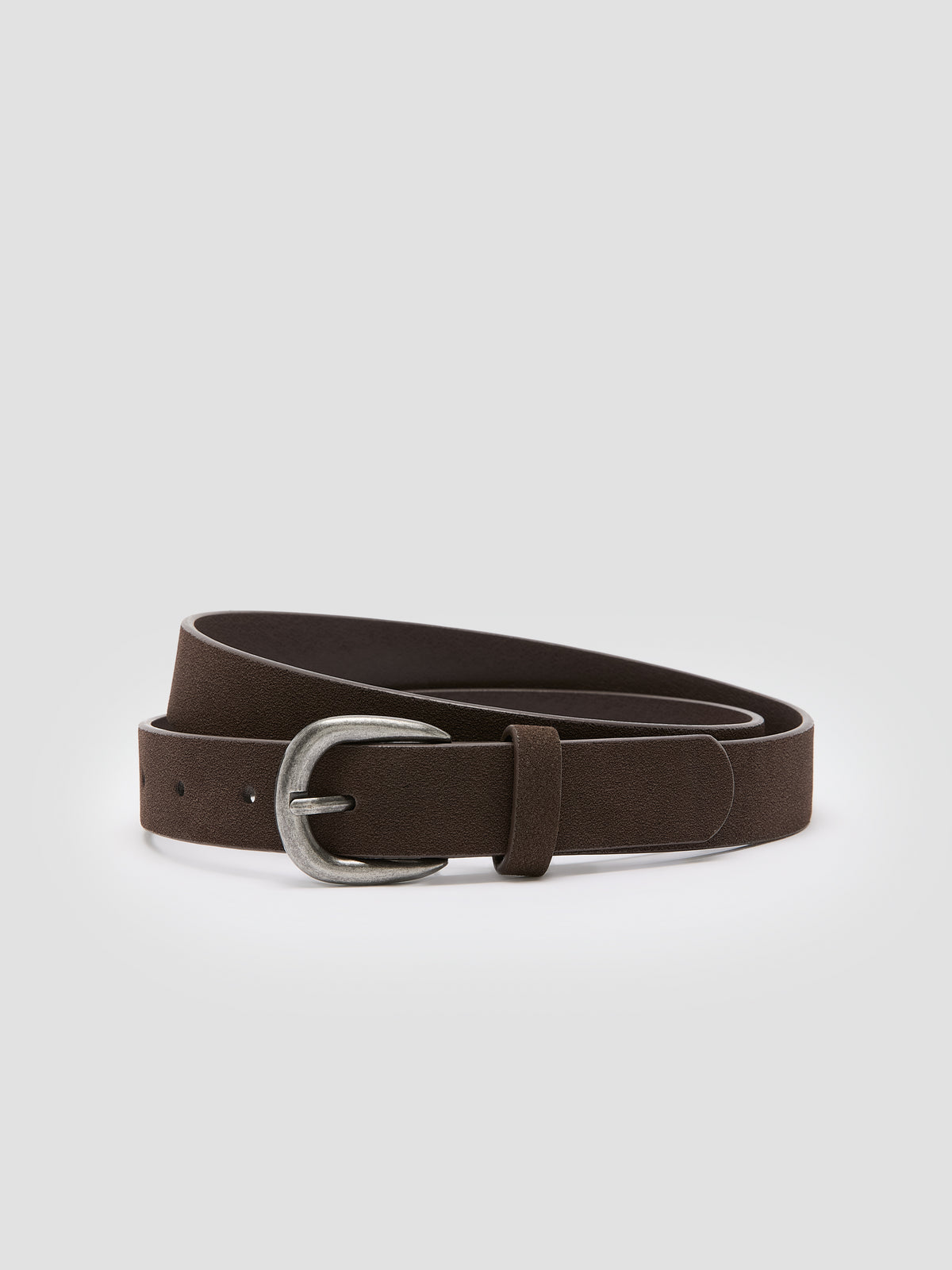Skinny Faux-Suede Belt with Utility Pocket